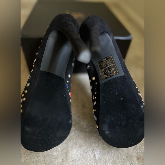 JustFab stiletto pumps, black jeweled 6inch heels, new in box, size 8 - Picture 5 of 14